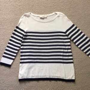 Loft Blue and White Striped Sweater